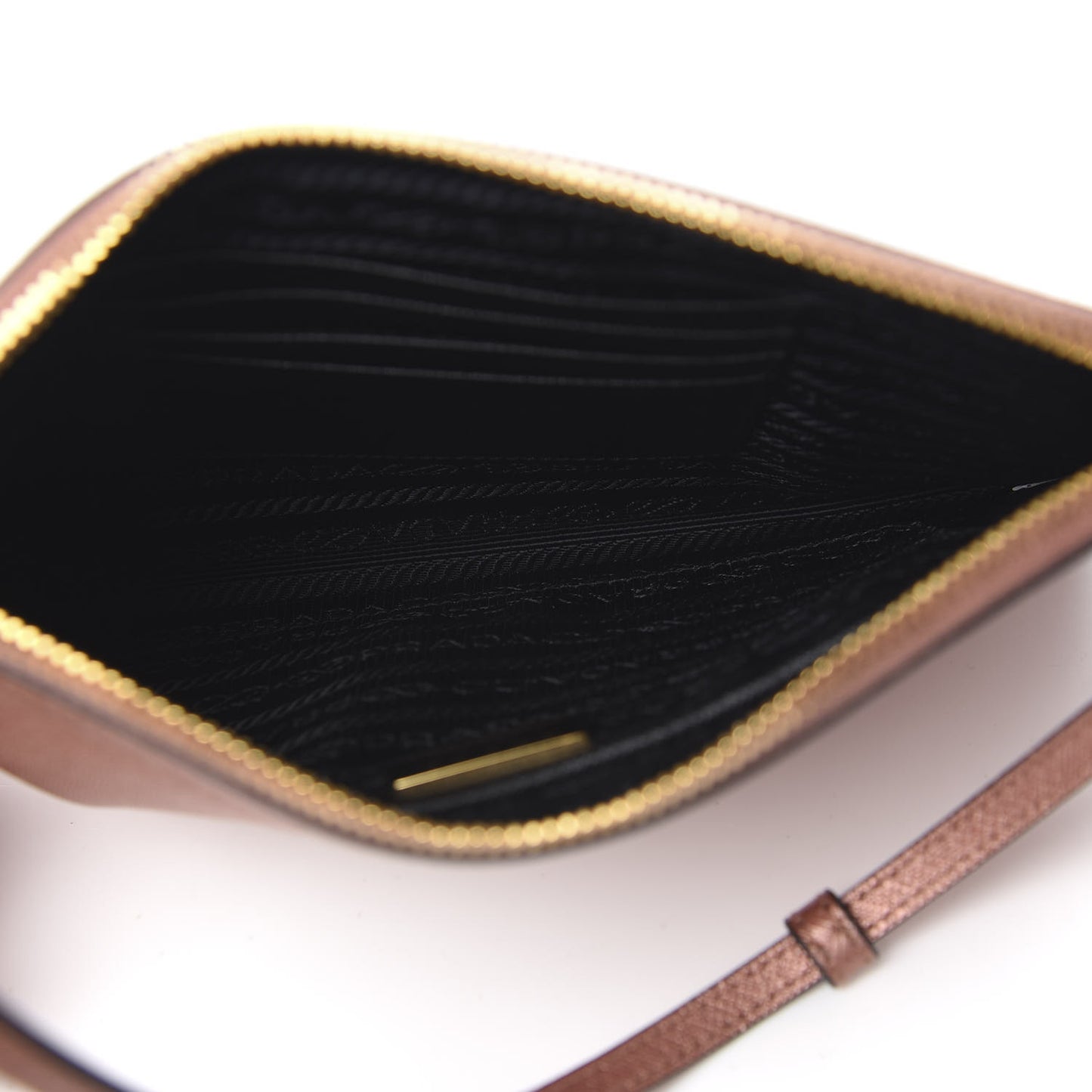 Metallic Saffiano Small Flat Pouch Antico Mordore