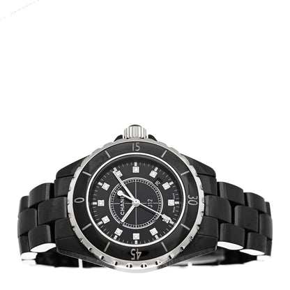 Chanel Stainless Steel Ceramic Diamond 33mm J12 Quartz Watch Black 2 of 4