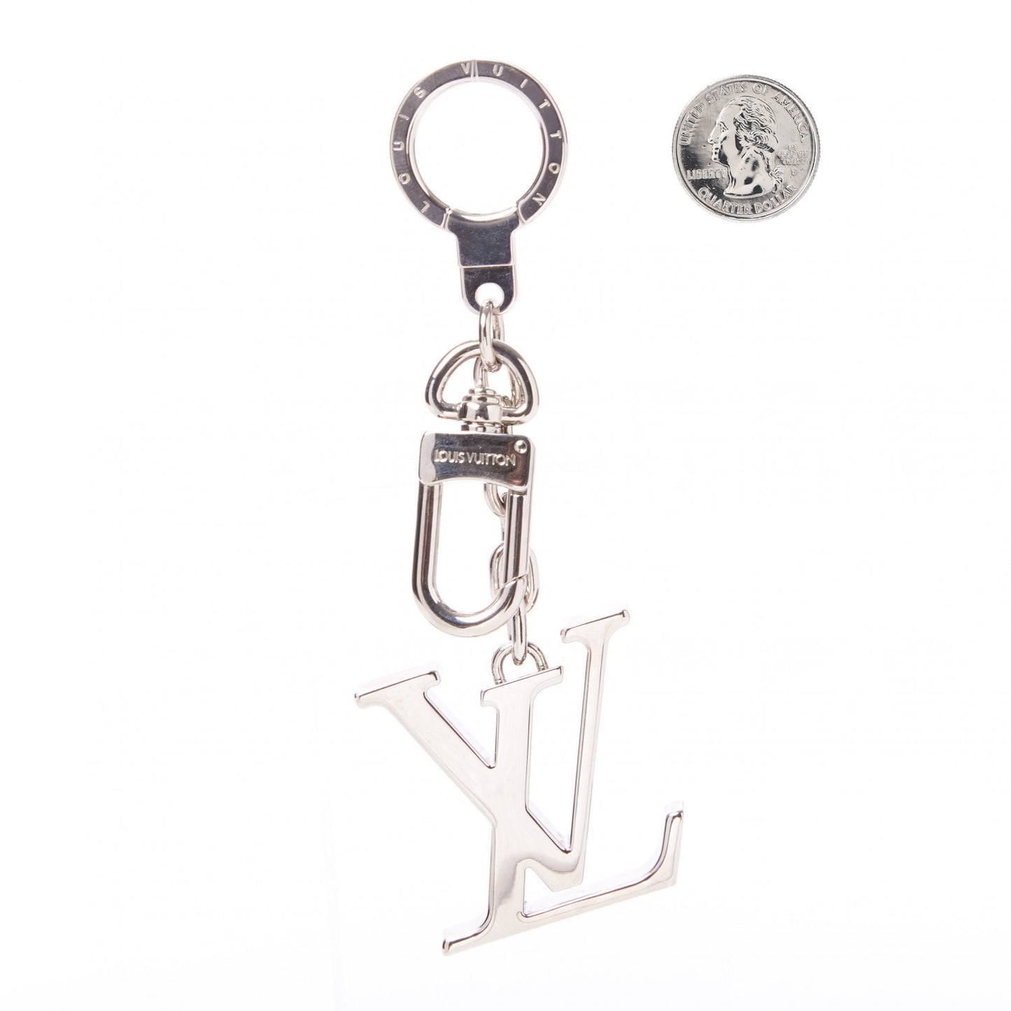 LV Facettes Bag Charm Key Holder Silver