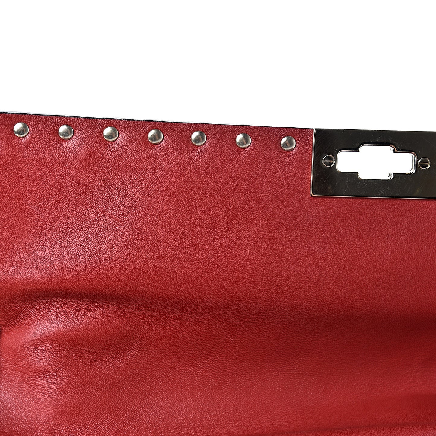 Lambskin Large Rockstud Spike Shoulder Bag Red
