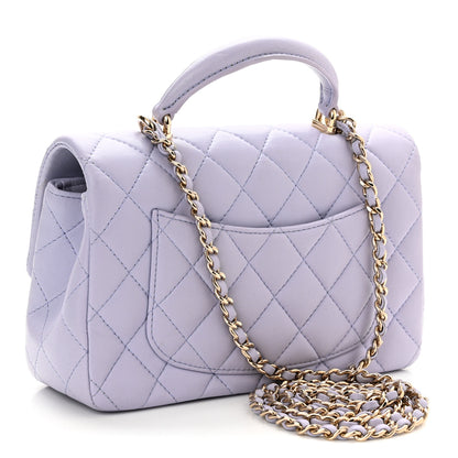 Chanel Lambskin Quilted Mini Top Handle Rectangular Flap Light Purple 3 of 10