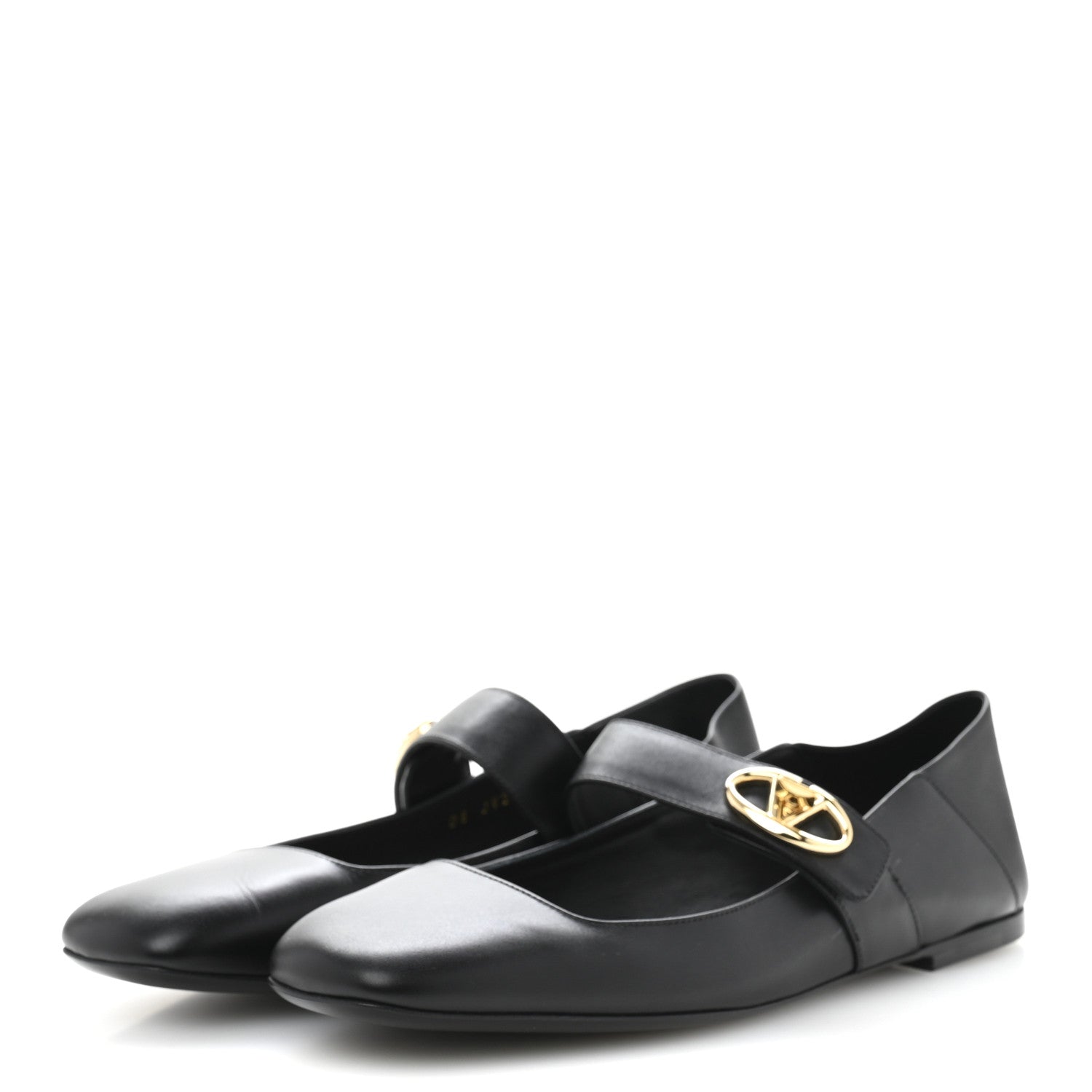 Valentino Garavani Calfskin VLogo Locker Mary Jane Ballerina Flats 39 Black 3 of 10