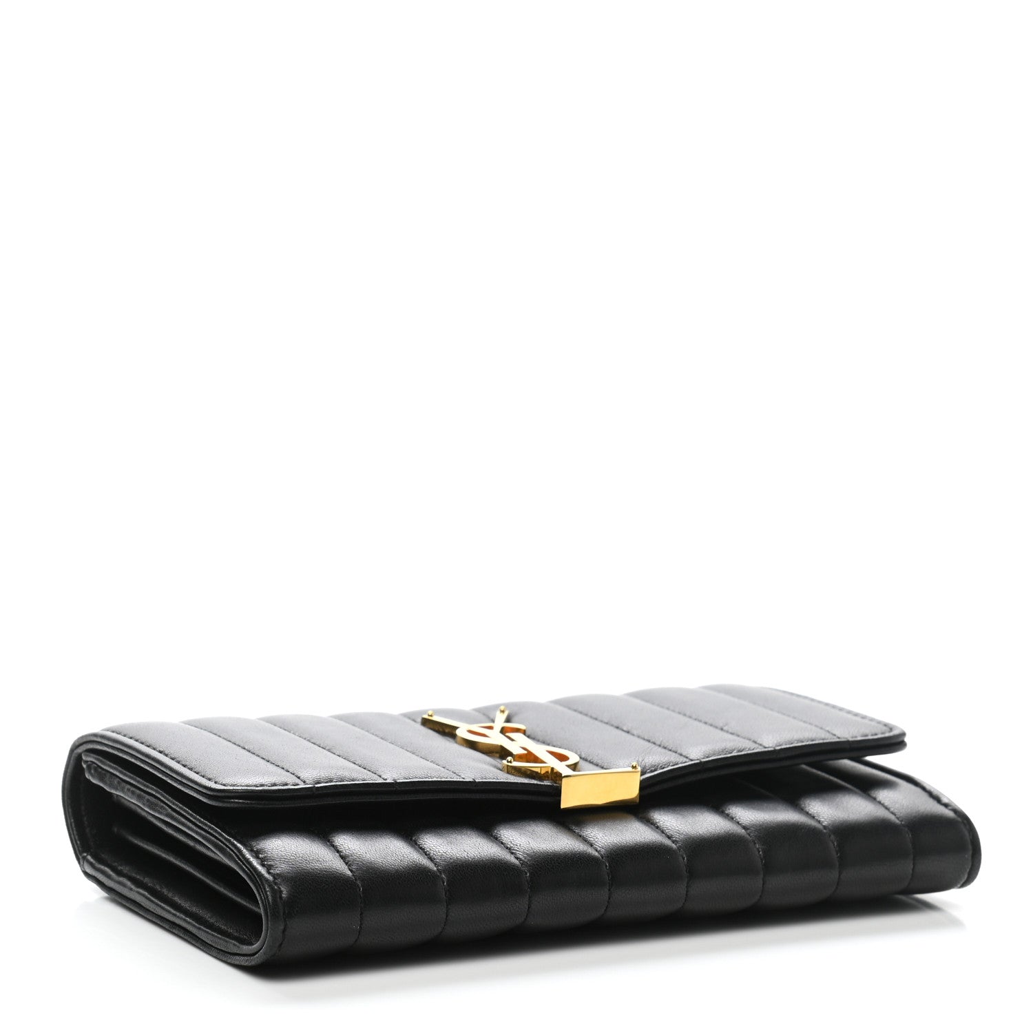 Saint Laurent Lambskin Matelasse Monogram Large Vicky Continental Wallet Black 4 of 9