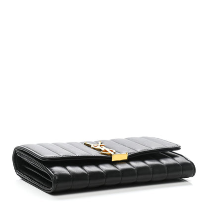 Saint Laurent Lambskin Matelasse Monogram Large Vicky Continental Wallet Black 4 of 9