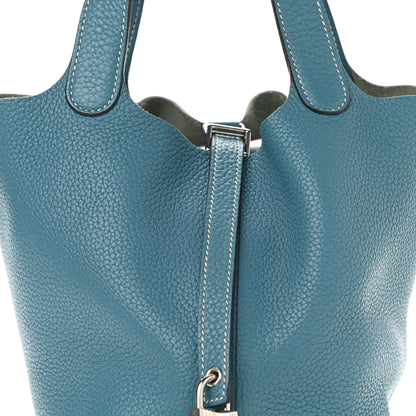 Hermes Taurillon Clemence Picotin Lock 18 PM Blue Jean 7 of 12