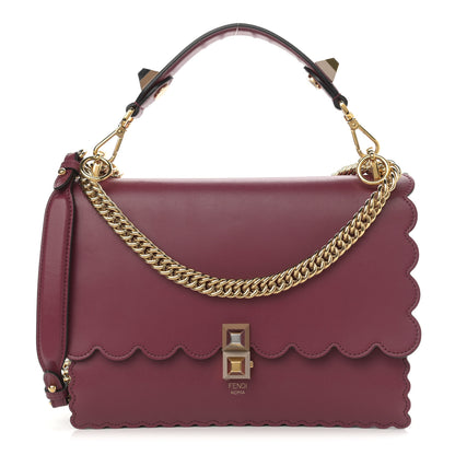 Fendi Vitello Liberty Scalloped Studded Kan I Shoulder Bag Black Cherry 1 of 11