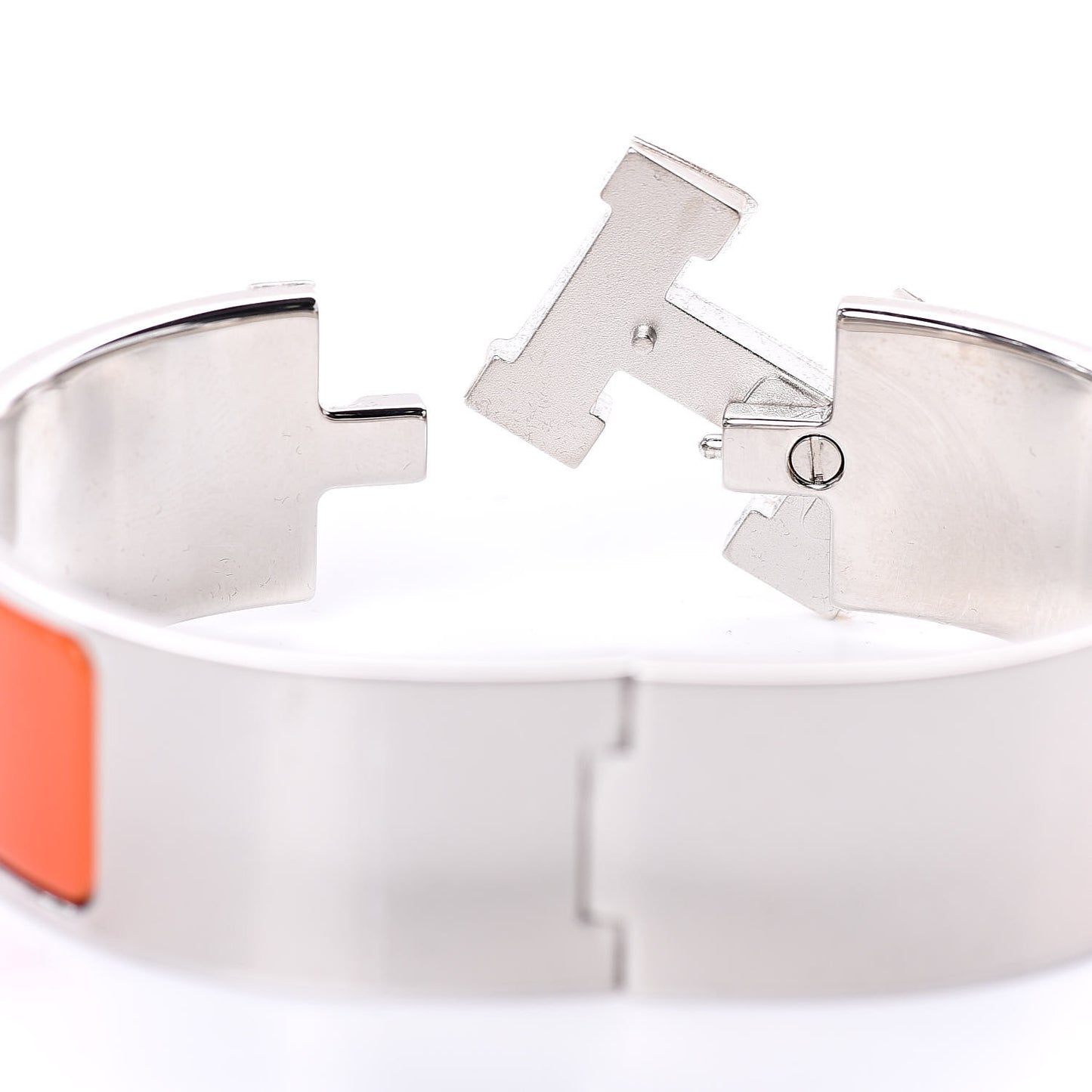 Enamel Wide Clic Clac H Bracelet GM Orange White