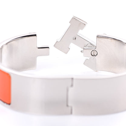 Hermes Enamel Wide Clic Clac H Bracelet GM Orange White 4 of 6