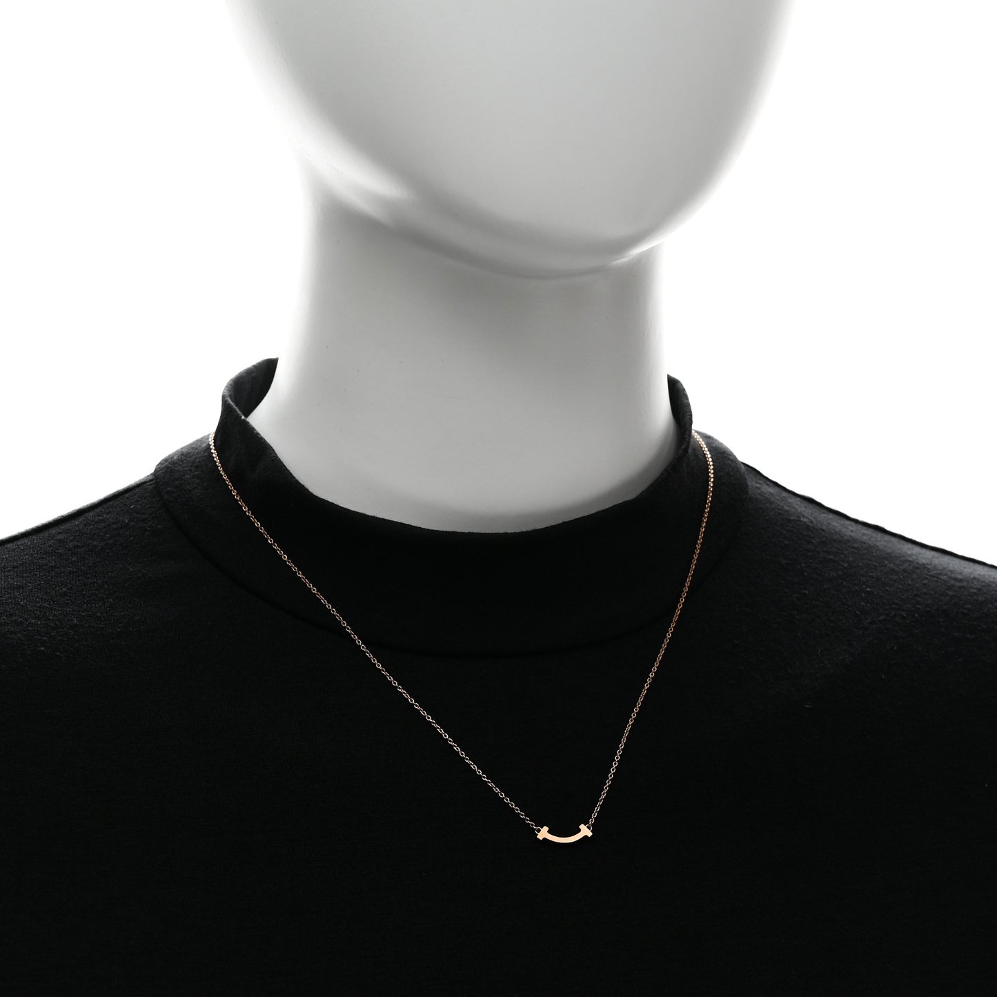 18K Rose Gold Mini T Smile Pendant Necklace