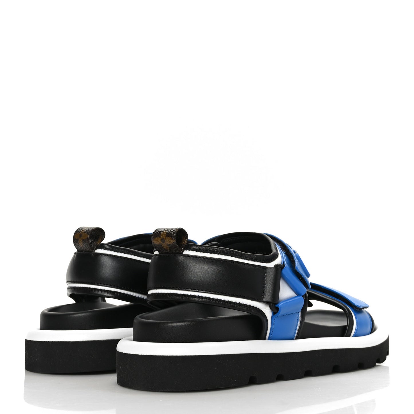 Calfskin Monogram Pool Pillow Flat Comfort Sandals 38 Blue