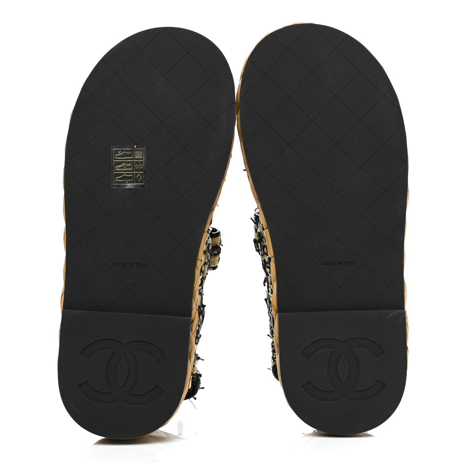Chanel Tweed Patent Calfskin Velcro Dad Sandals 35 Yellow Black Gray 5 of 9