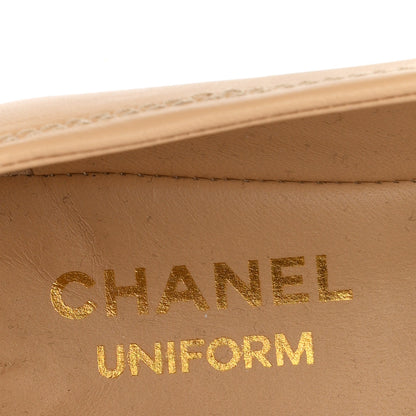 Chanel Lambskin Cap Toe CC Uniform Ballerina Flats 38.5 Beige Black 8 of 9