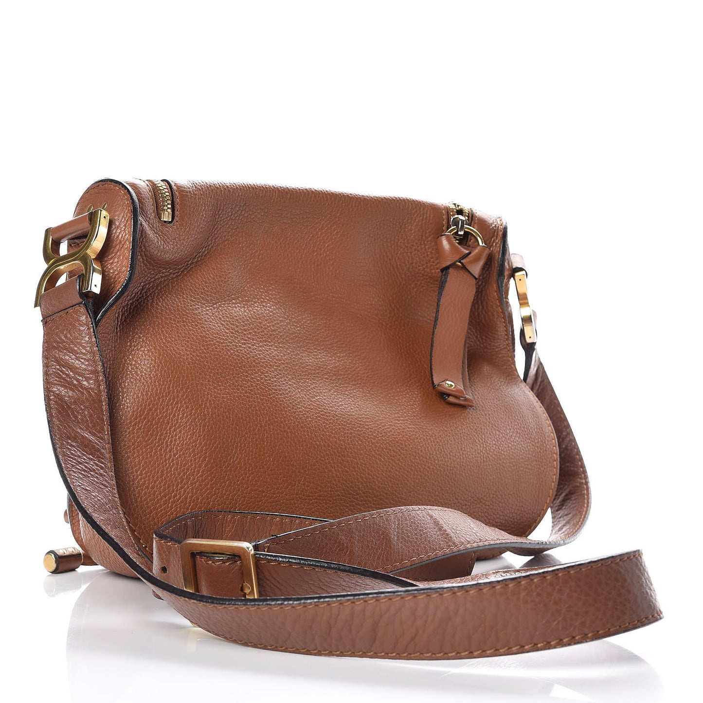 Calfskin Medium Marcie Round Zip Crossbody Bag Tan