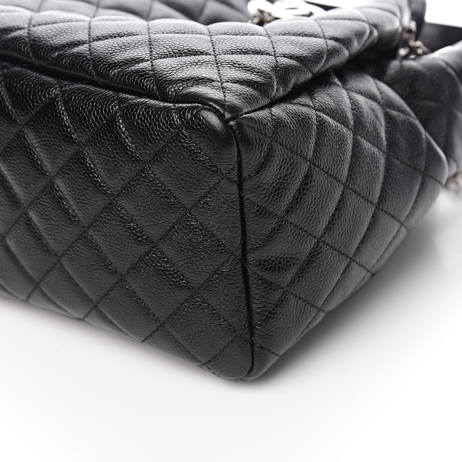 Chanel Grained Calfskin Quilted CC Chain Bucket Drawstring Bag Black 9 of 11