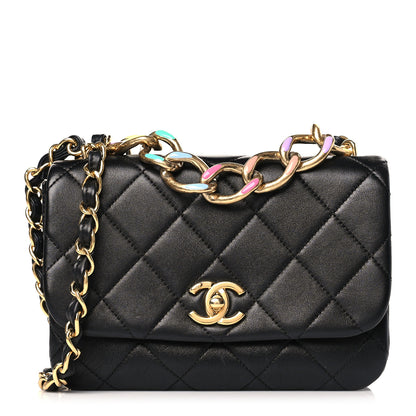 Chanel Lambskin Quilted Small Color Match Flap Black Multicolor 1 of 9