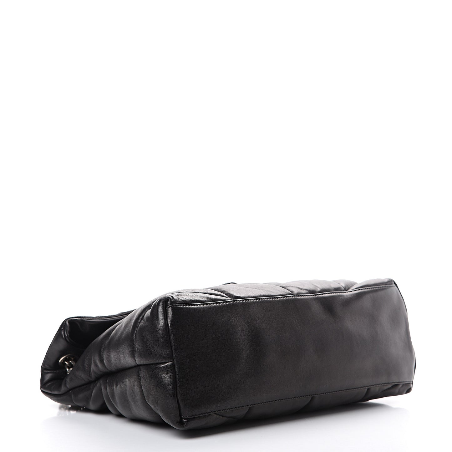 Lambskin Quilted Medium Loulou Puffer Monogram Chain Satchel Black
