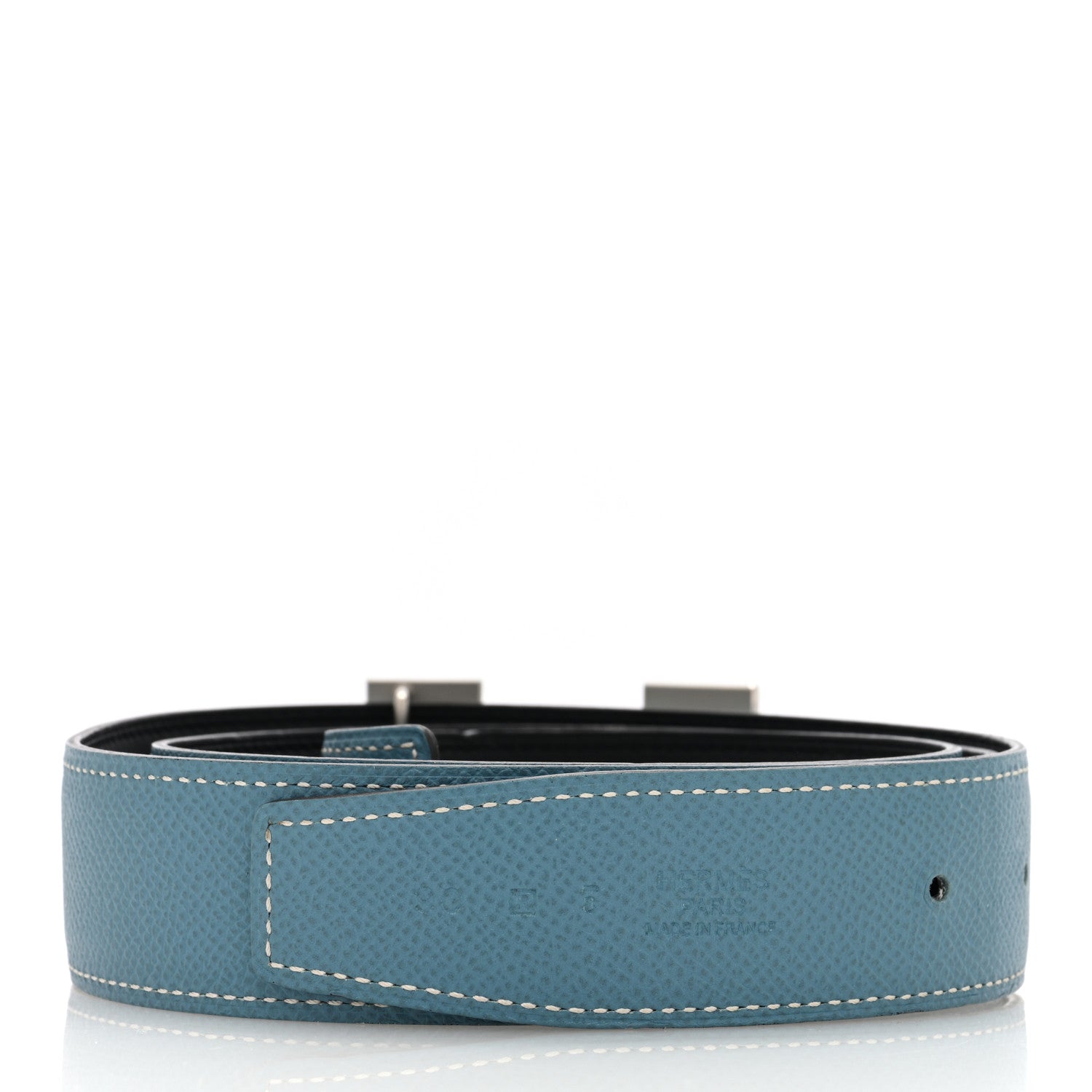 Hermes Swift Epsom 32mm H Belt 90 Black Blue Jean 2 of 4