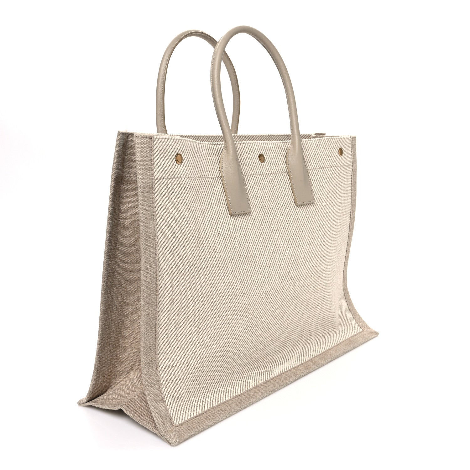 Saint Laurent Linen Calfskin Rive Gauche Tote Beige Sea Salt 3 of 10