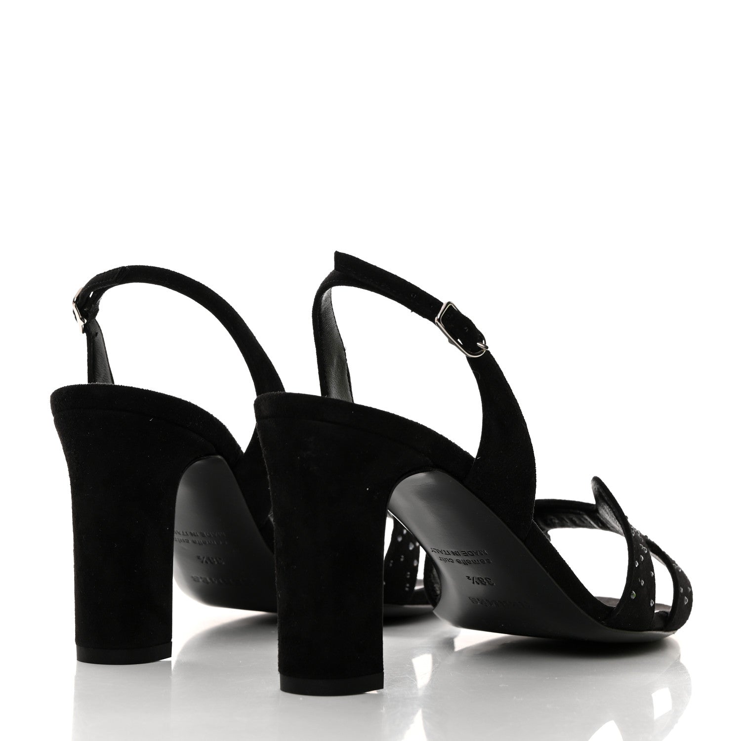 Hermes Suede Goatskin Crystal Eternite 80 Sandal 38.5 Black 4 of 9