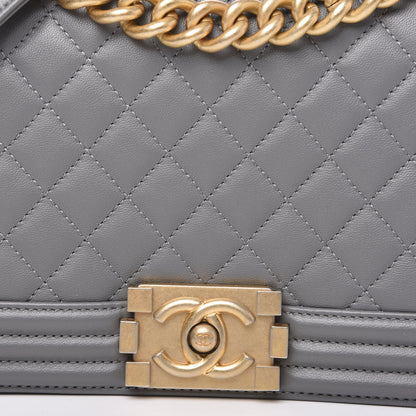 Chanel Lambskin Quilted Medium Boy Flap Grey 10 of 11