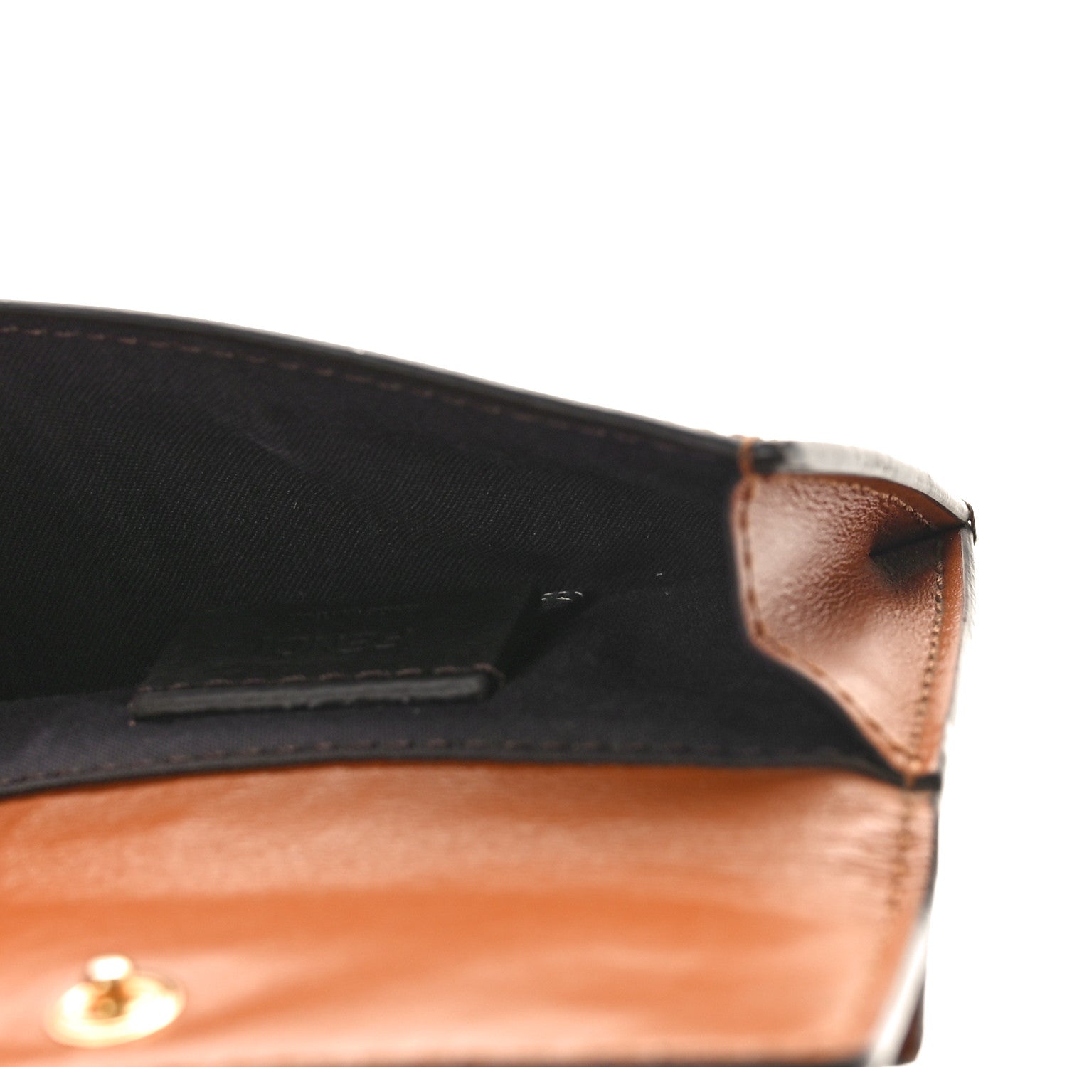 Fendi Vitello King Tamponato Logo Embossed Fold Over Card Holder Wallet Cuoio 5 of 9