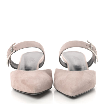 Hermes Suede Goatskin Blink Mules 36.5 Beige Rose 2 of 11