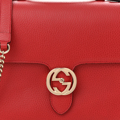 Gucci Dollar Calfskin Medium Interlocking G Top Handle Shoulder Bag Red 8 of 10