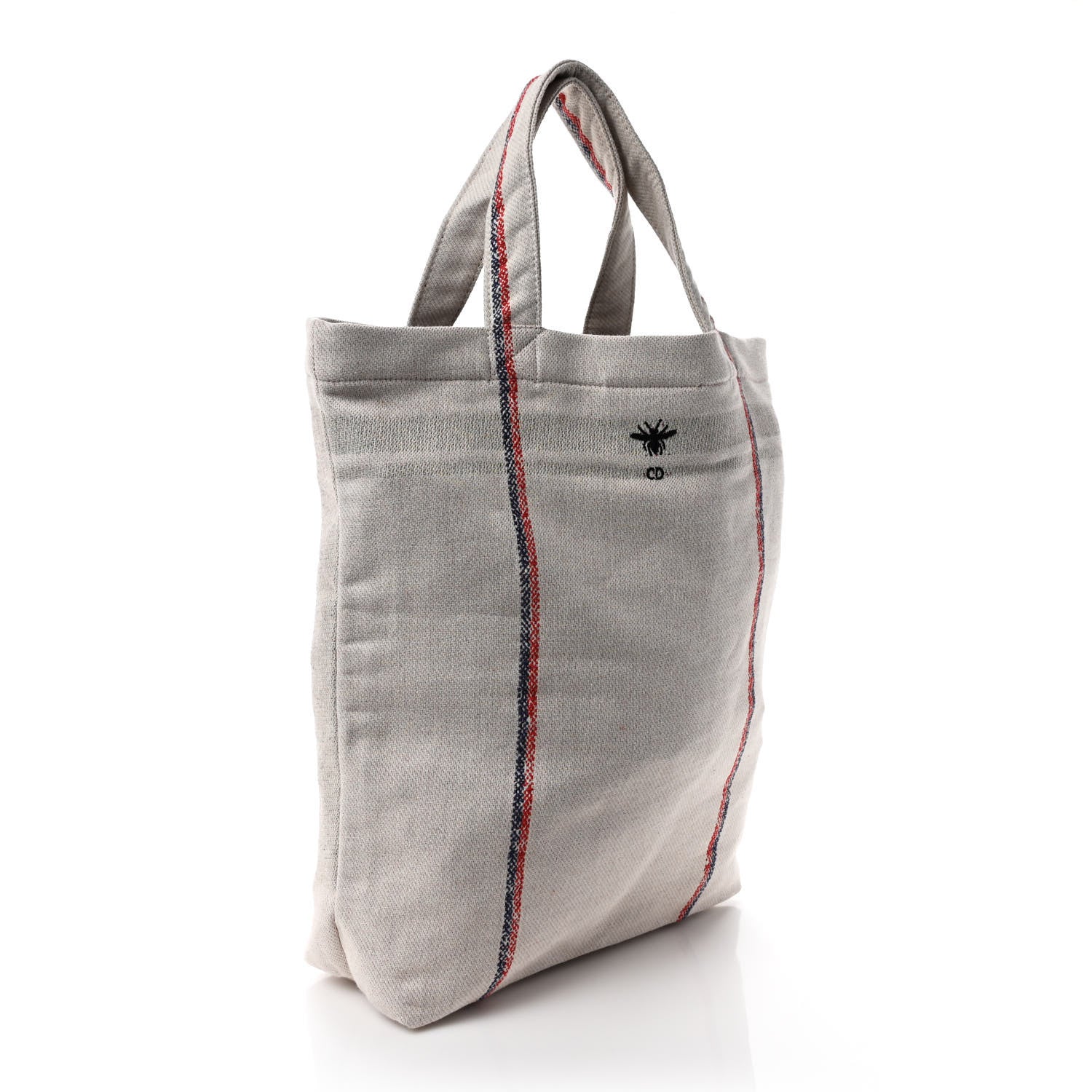 Christian Dior Canvas Print Cruise Tote Ivory Black 3 of 8