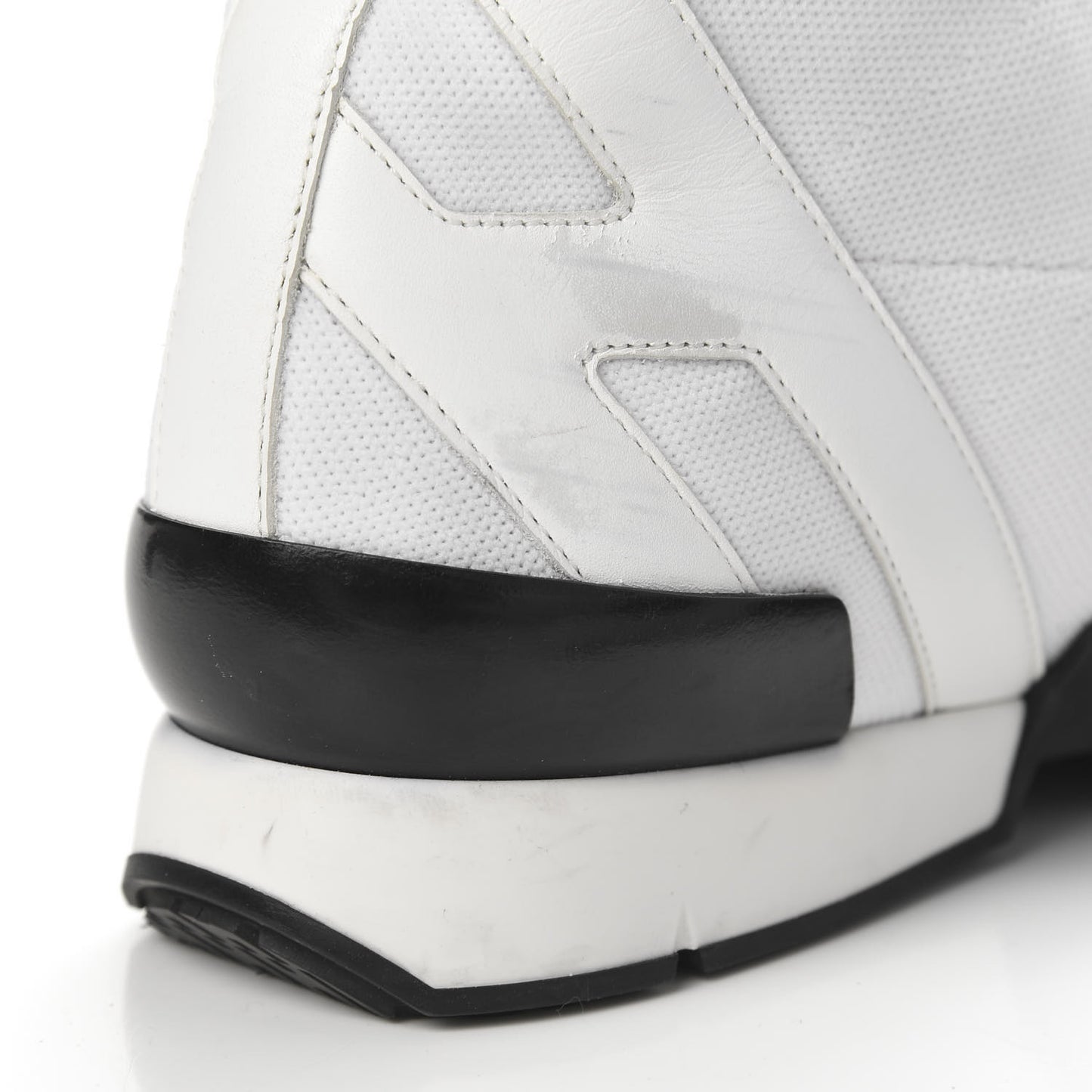 Mesh Calfskin Suede Soft Sneakers 37 White