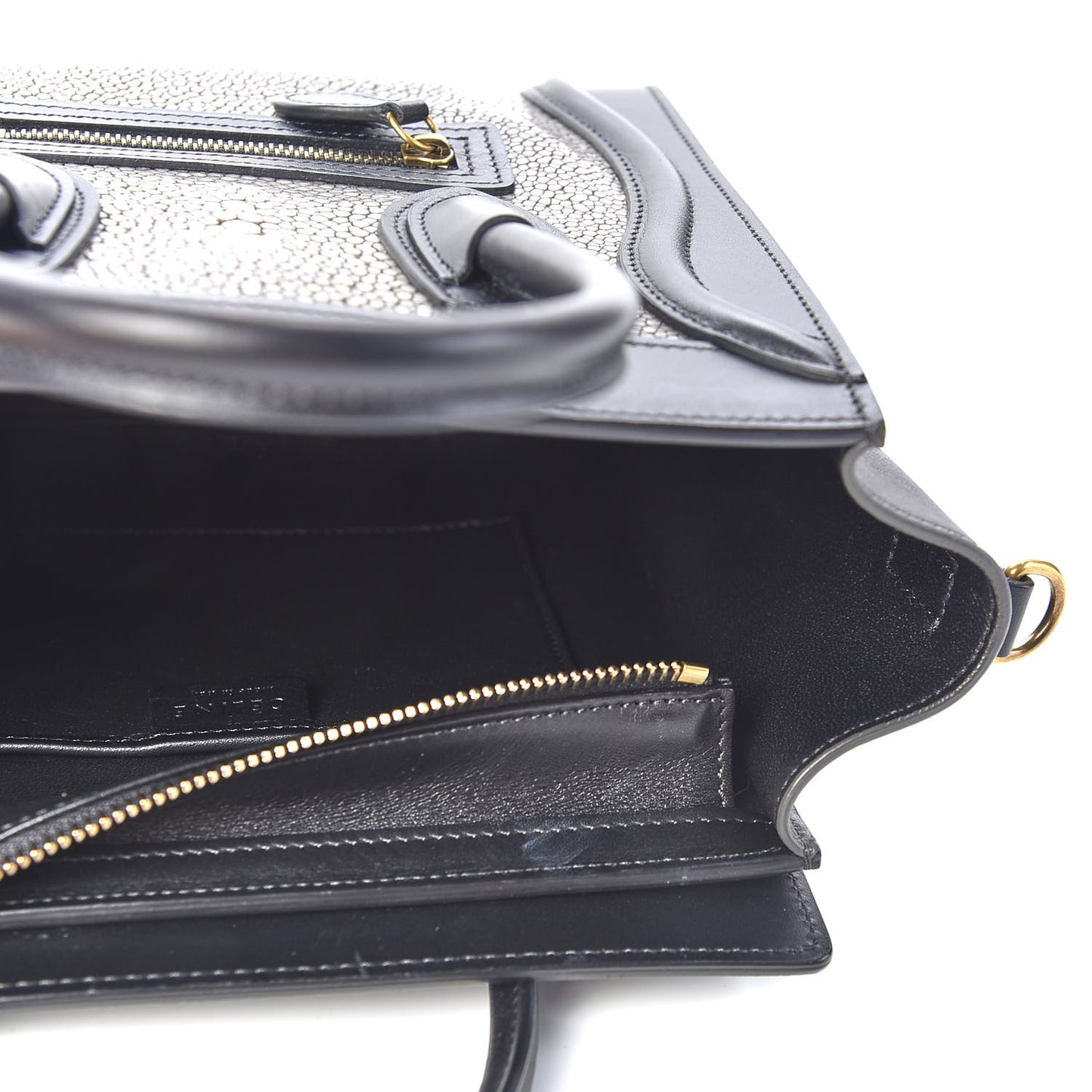 Stringray Calfskin Nano Bi-Color Luggage Black