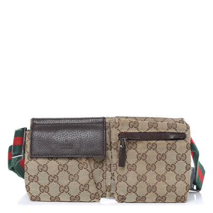 Gucci GG Plus Monogram Web Double Pocket Belt Bag Dark Brown 1 of 11