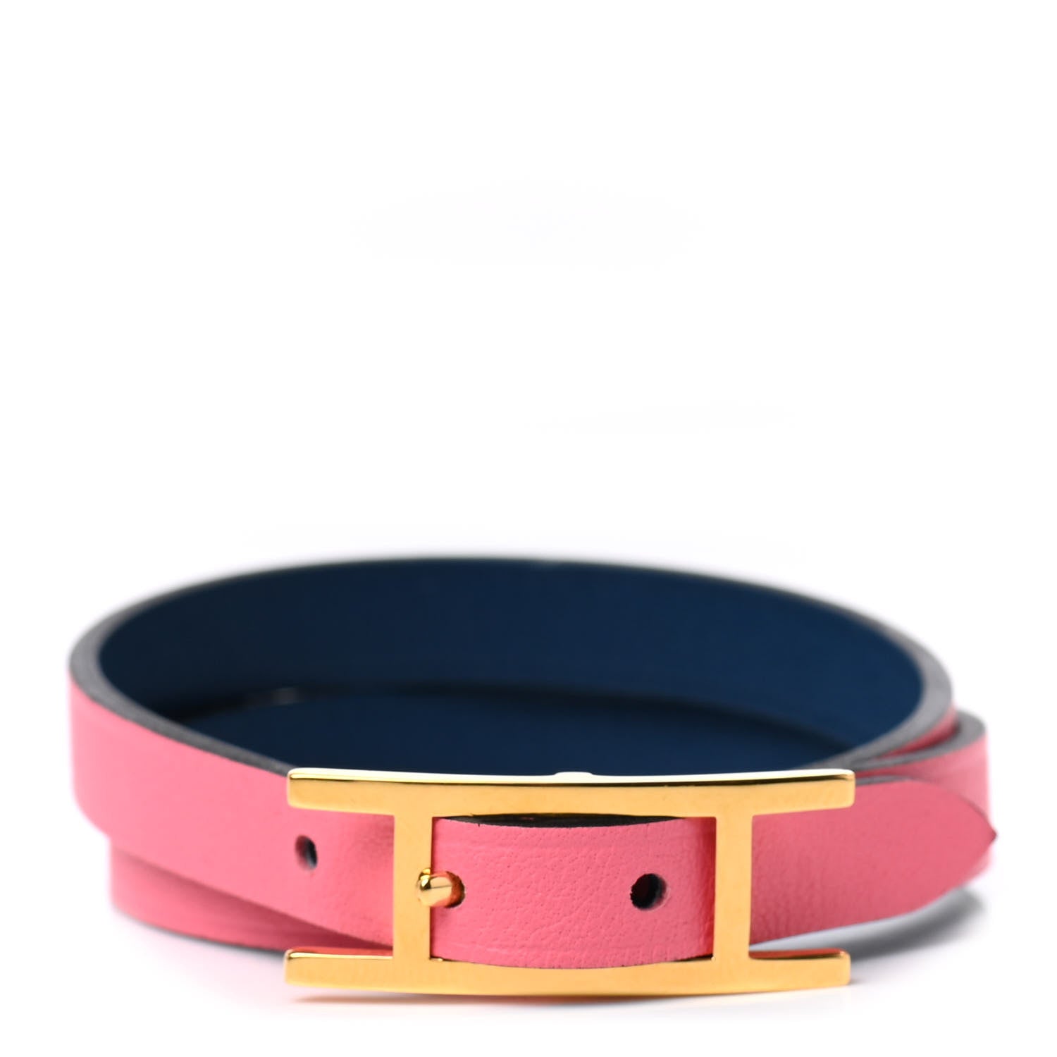 Hermes Swift Behapi Double Tour Bracelet T2 Deep Bleu Rose Azalee 1 of 3