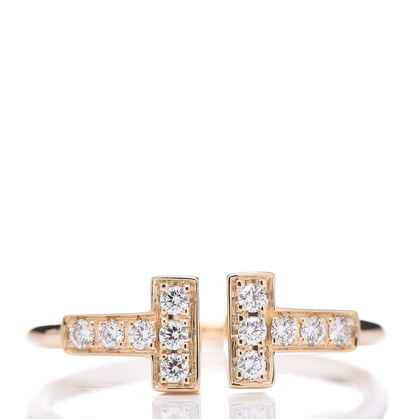 18K Yellow Gold Diamond T Wire Ring 49 5