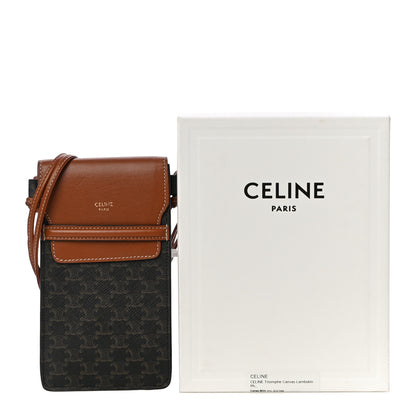 Celine Triomphe Canvas Lambskin Phone Pouch With Flap Tan 12 of 12