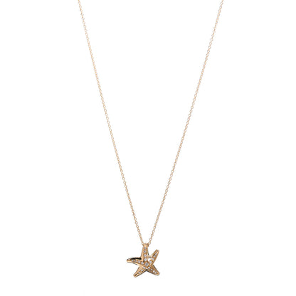 Tiffany 18K Yellow Gold Diamond 15mm Elsa Peretti Pave Starfish Pendant Necklace 1 of 3