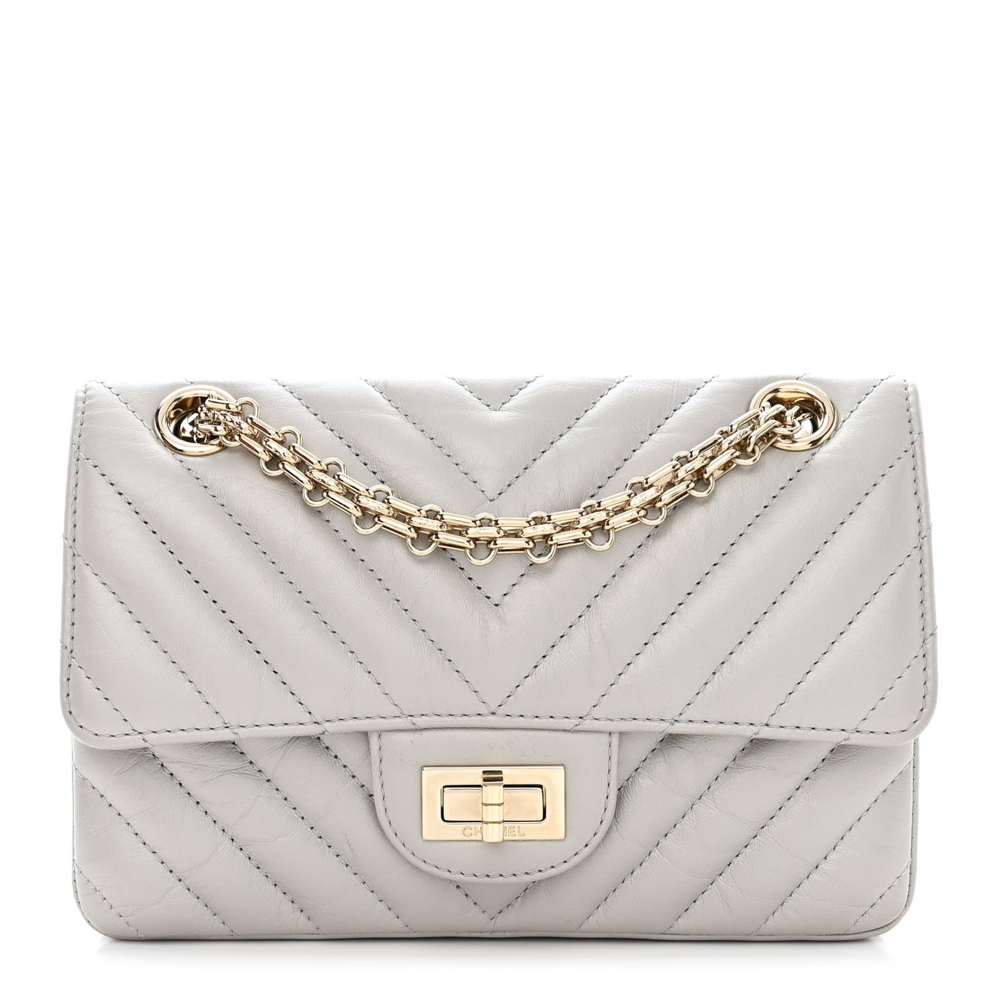 Aged Calfskin Chevron Quilted 2.55 Reissue Mini Flap Grey