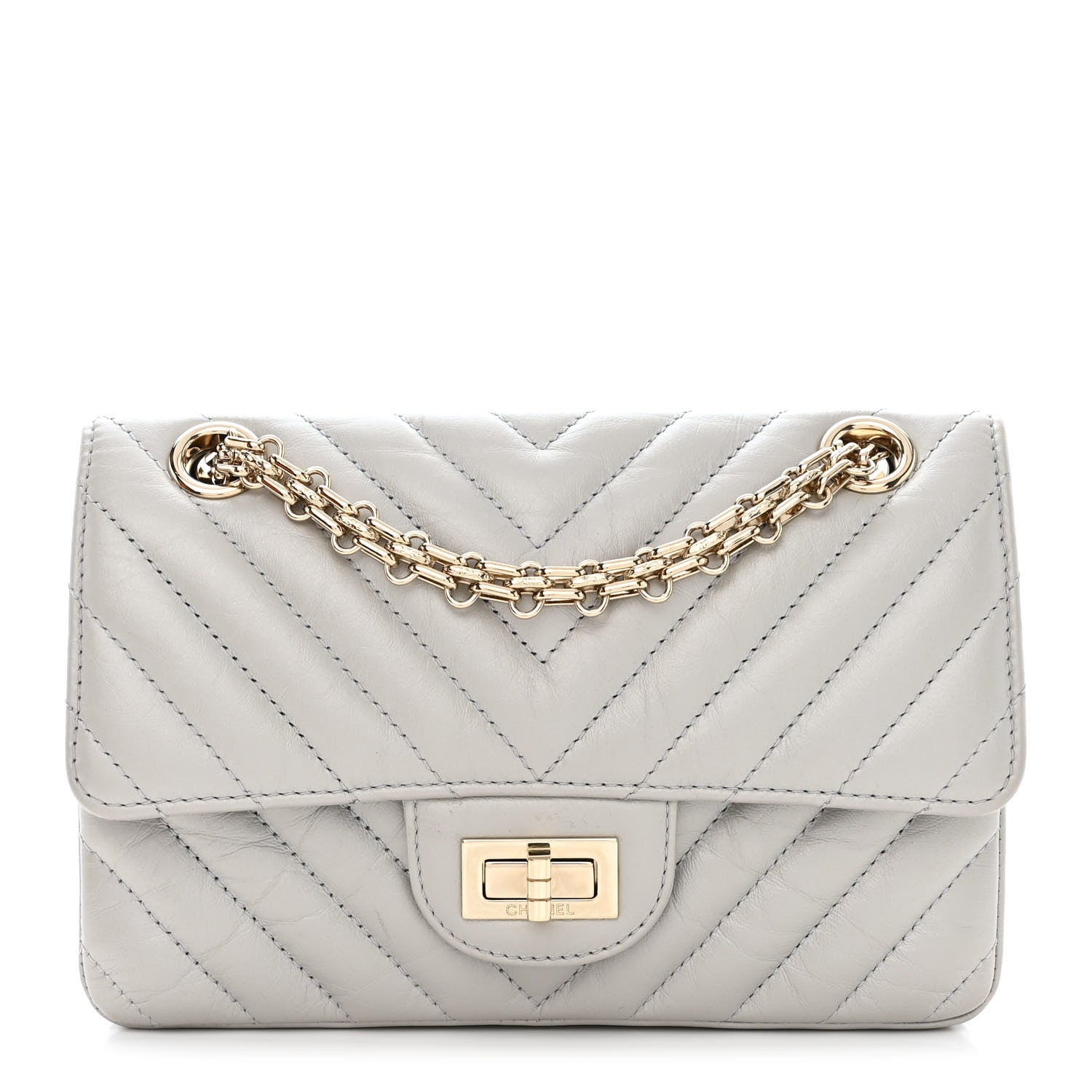 Chanel Aged Calfskin Chevron Quilted 2.55 Reissue Mini Flap Grey 1 of 10