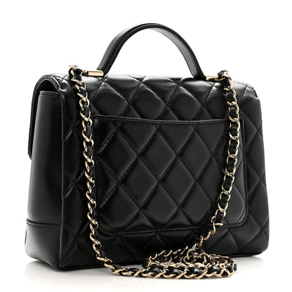 Chanel Lambskin Quilted Small Top Handle Square Flap Black 3 of 10