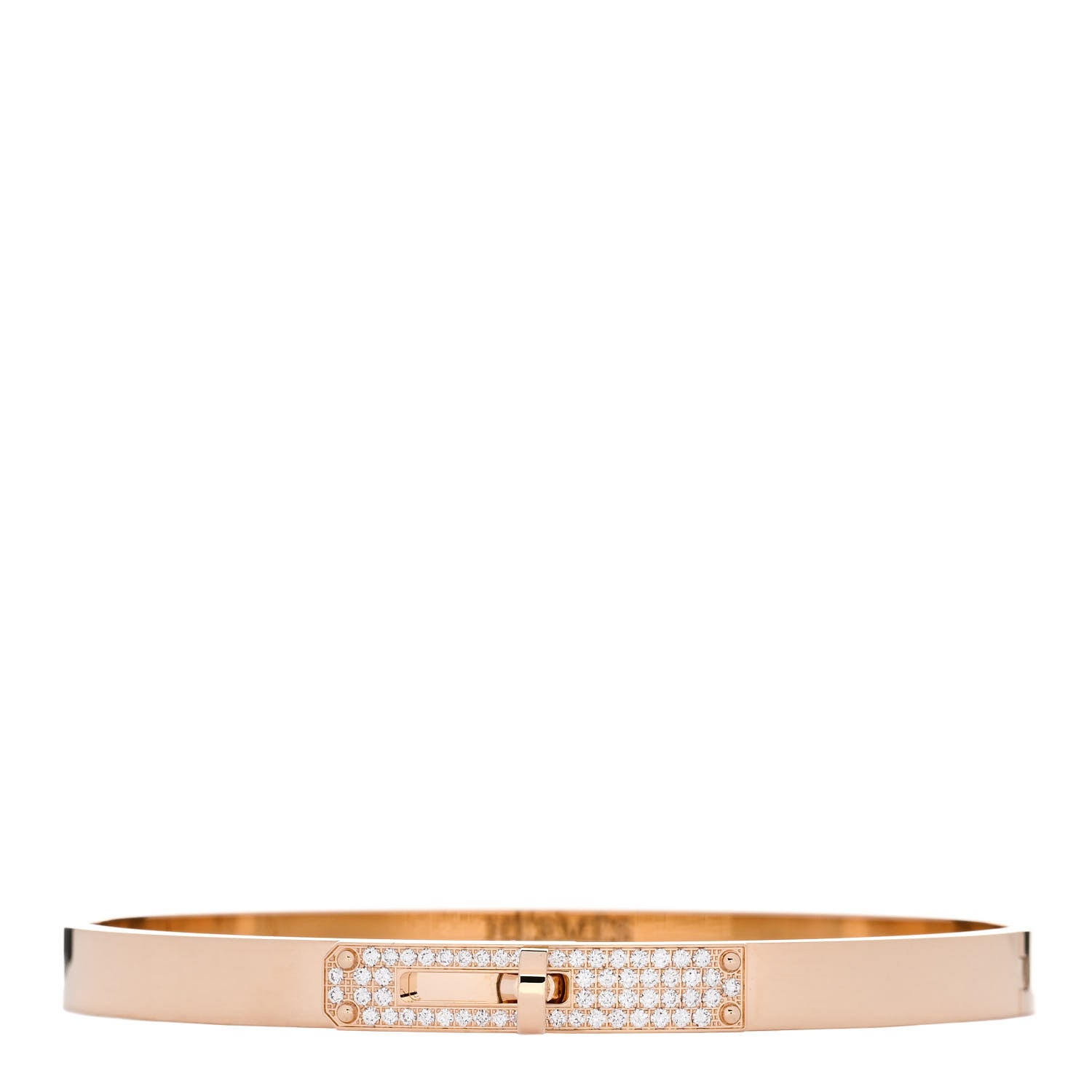Hermes 18K Rose Gold Diamond PM Kelly Pave Bracelet LG 1 of 4