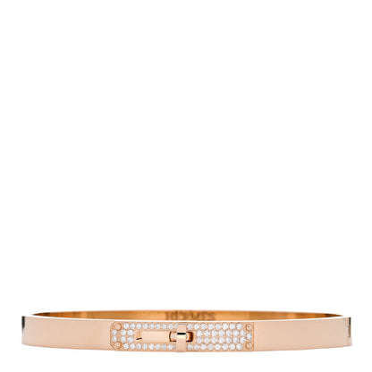 Hermes 18K Rose Gold Diamond PM Kelly Pave Bracelet LG 1 of 4