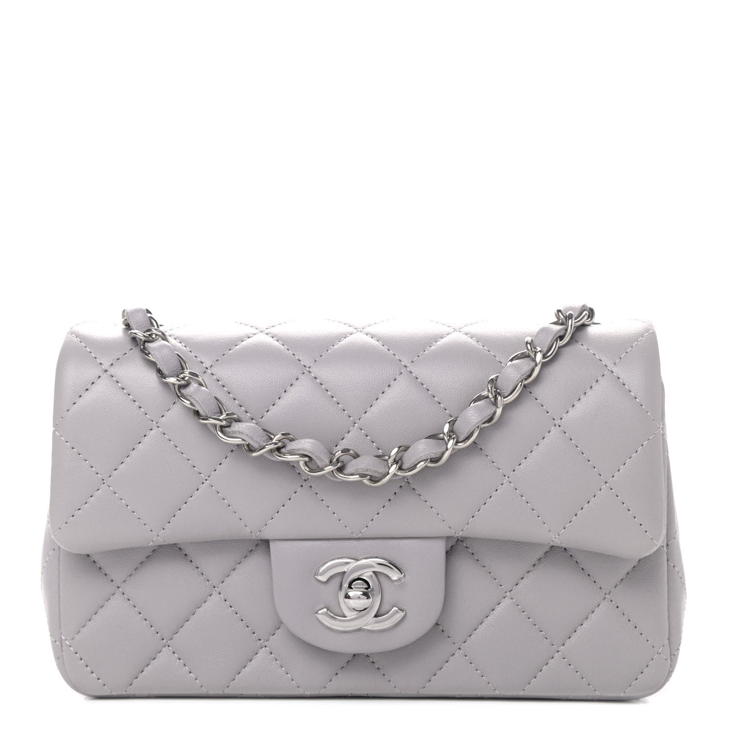 Chanel Lambskin Quilted Mini Rectangular Flap Grey 1 of 4