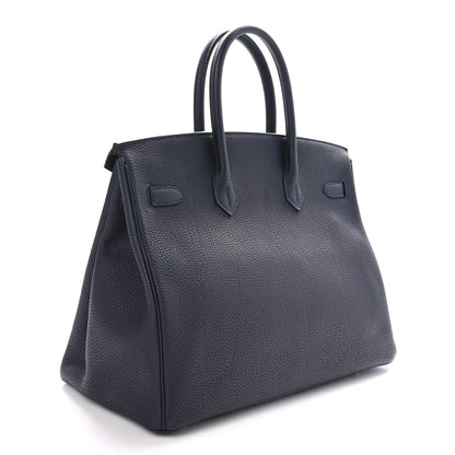 Hermes Togo Swift Officier Birkin 35 Bleu Nuit Vert Cypress 3 of 13