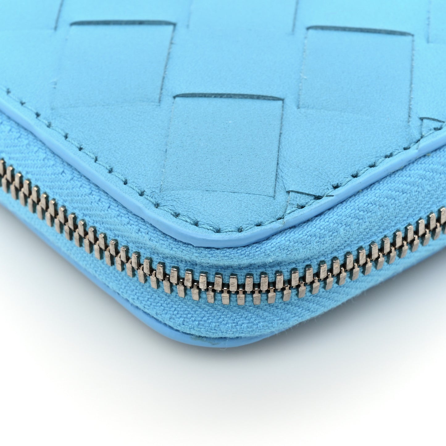 Nappa Intrecciato Zip Around Wallet Sky Blue