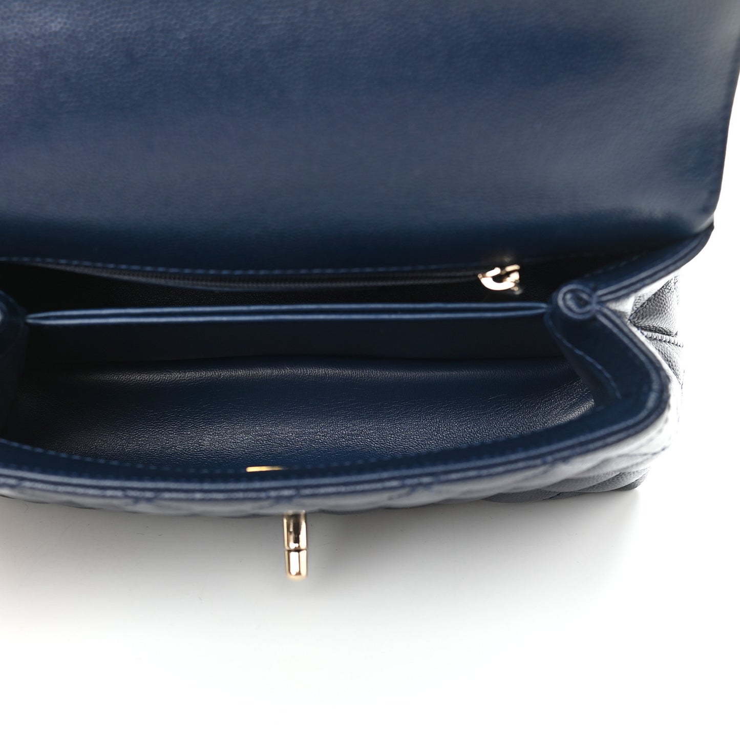 Caviar Quilted Lizard Embossed Mini Coco Handle Flap Navy Blue