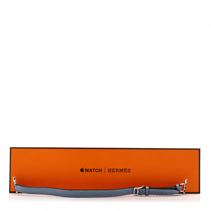 Hermes Swift 41mm Apple Watch Attelage Double Tour Band Bleu Lin 4 of 4