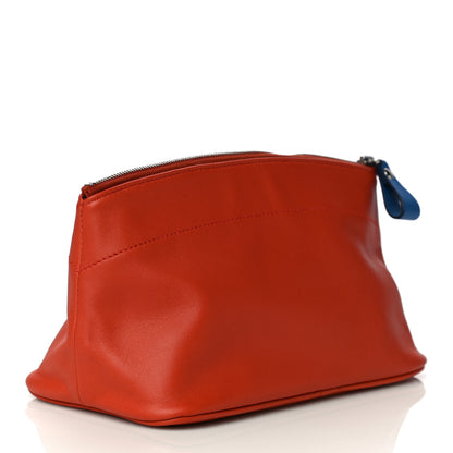Hermes Lambskin Swift Tohubohu Pouch MM Cornaline Bleu Zellige 3 of 13