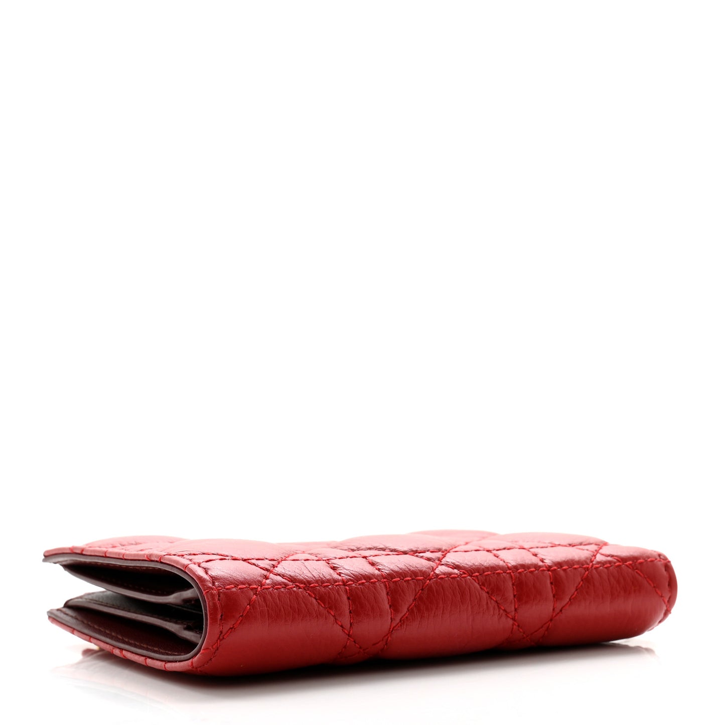 Grained Calfskin Supple Cannage Caro Dahlia Wallet Red