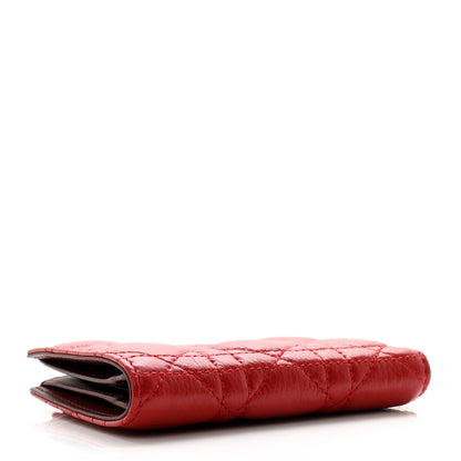 Christian Dior Grained Calfskin Supple Cannage Caro Dahlia Wallet Red 4 of 7