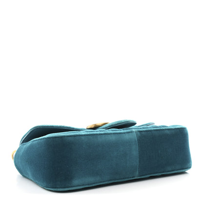 Gucci Velvet Matelasse Mini GG Marmont Shoulder Bag Pavone Cyan 4 of 10