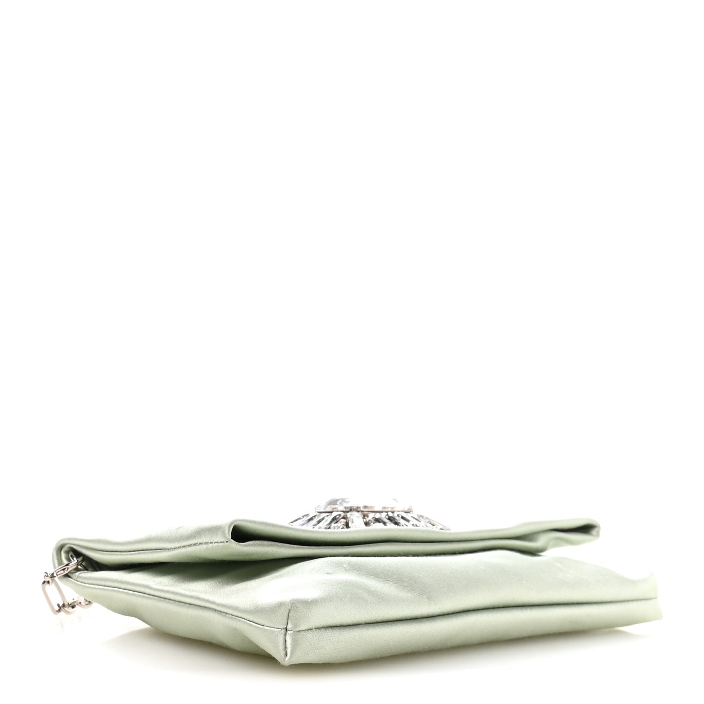 Satin Crystal Titania Clutch Green